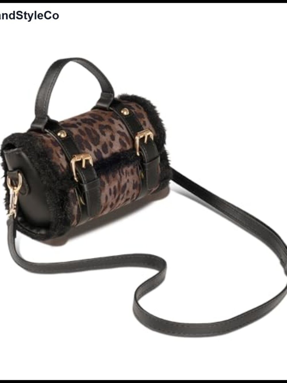 Fur Purse Small Crossbody Top Handle Leather Handbag